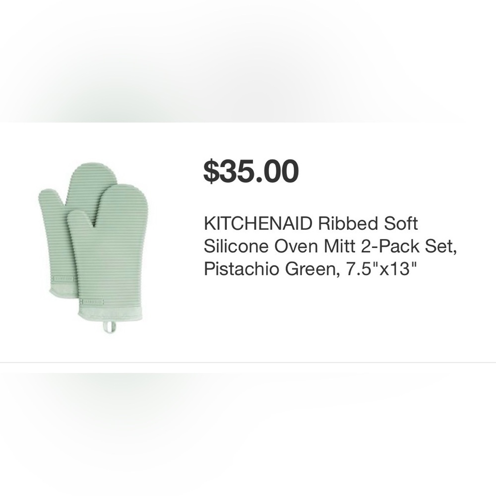 KitchenAid Pistachio Green Silicone Oven Mitt - Picture 2 of 2